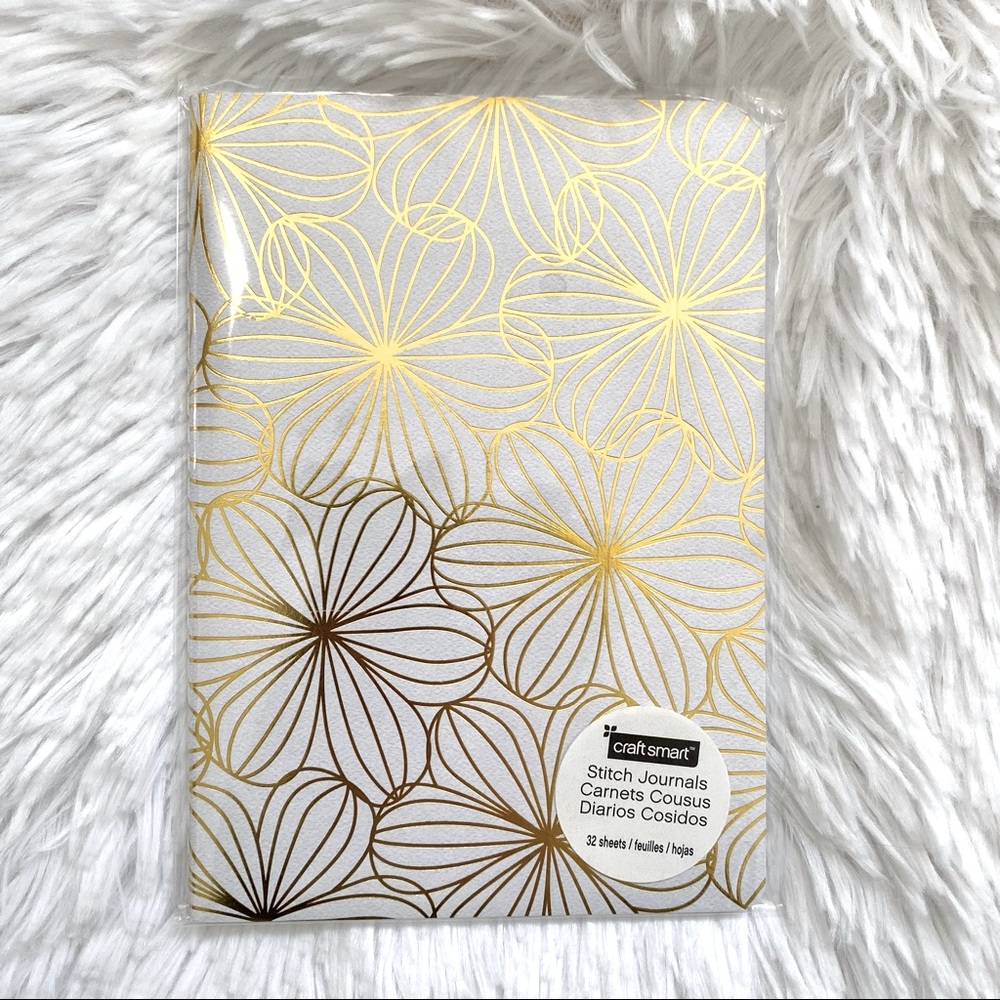 🍓 White & Metallic Gold Floral Journal Notebook